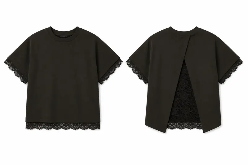 Lilly t-shirt lace zwart