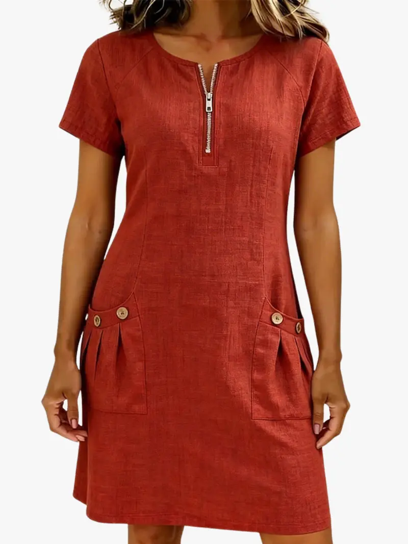 LINEN BLEND CHIC DRESS FOR WOMEN