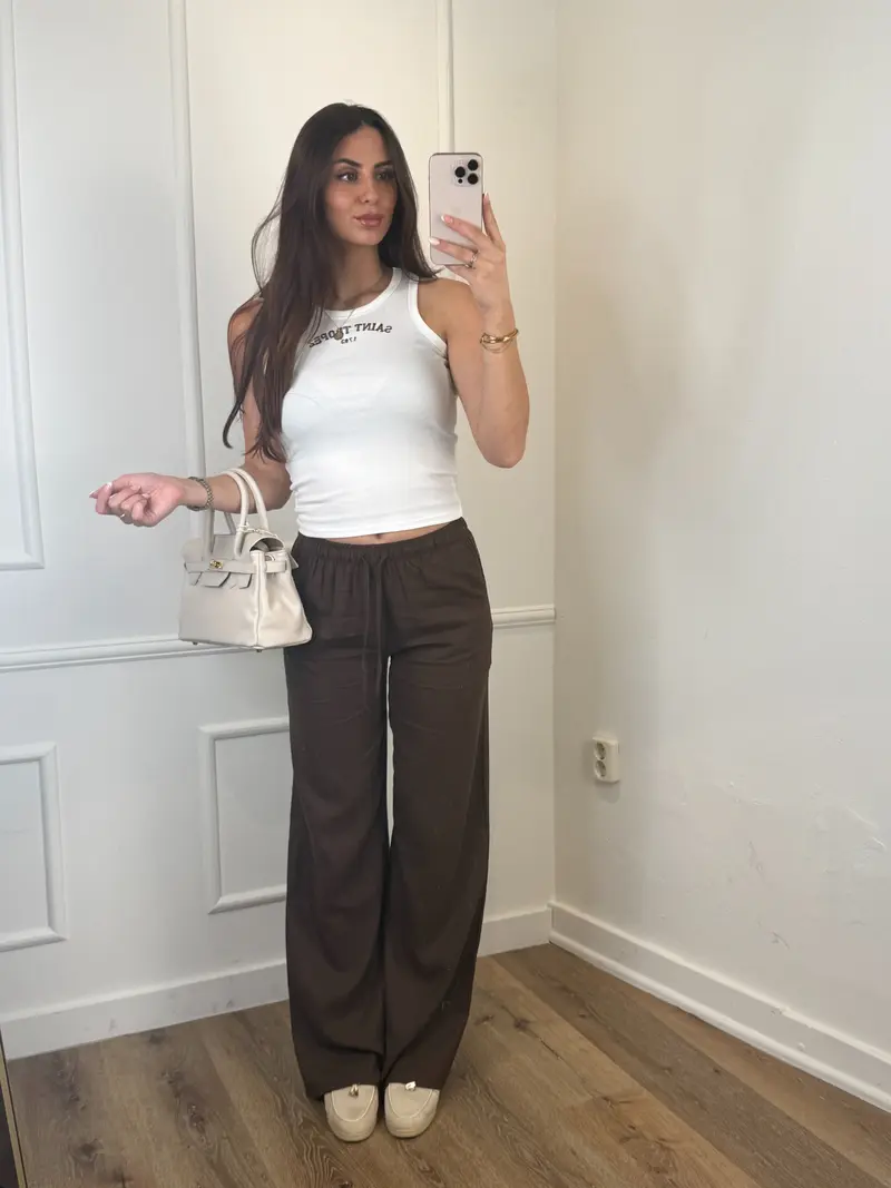Linen mandy pantalon bruin