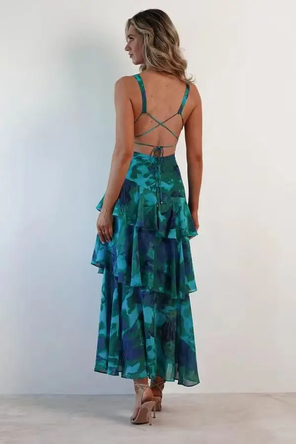 LISA | Florales Volant Maxi Kleid