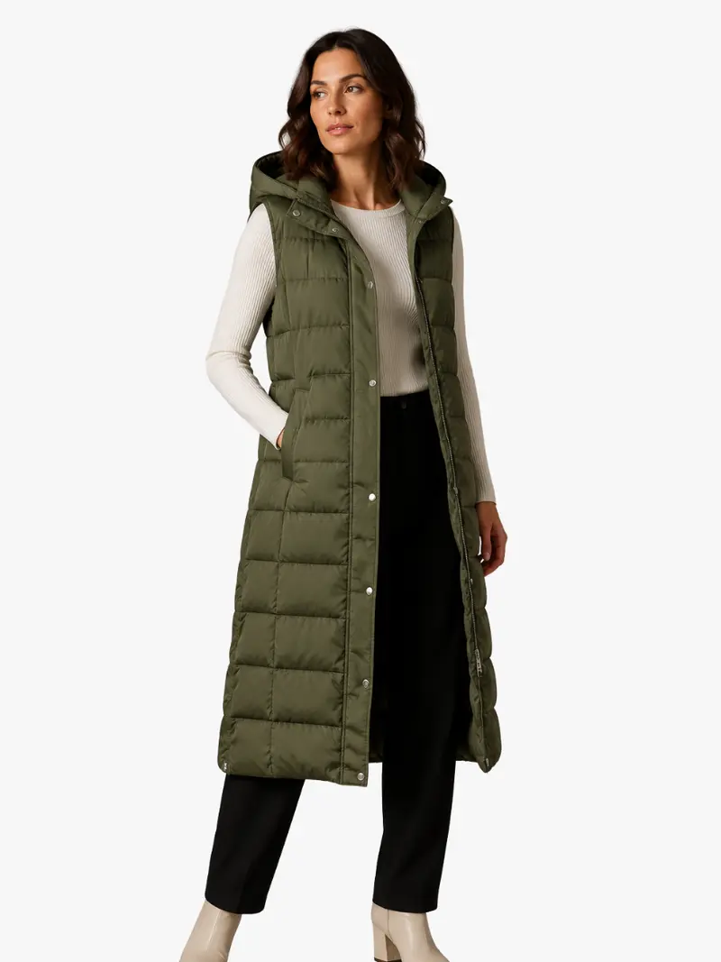 LONG HOODED VEST FOR WOMEN