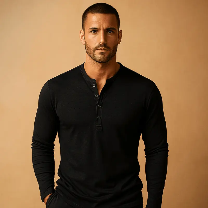 Long-sleeved Shirt Men Straight Fit Daily Use