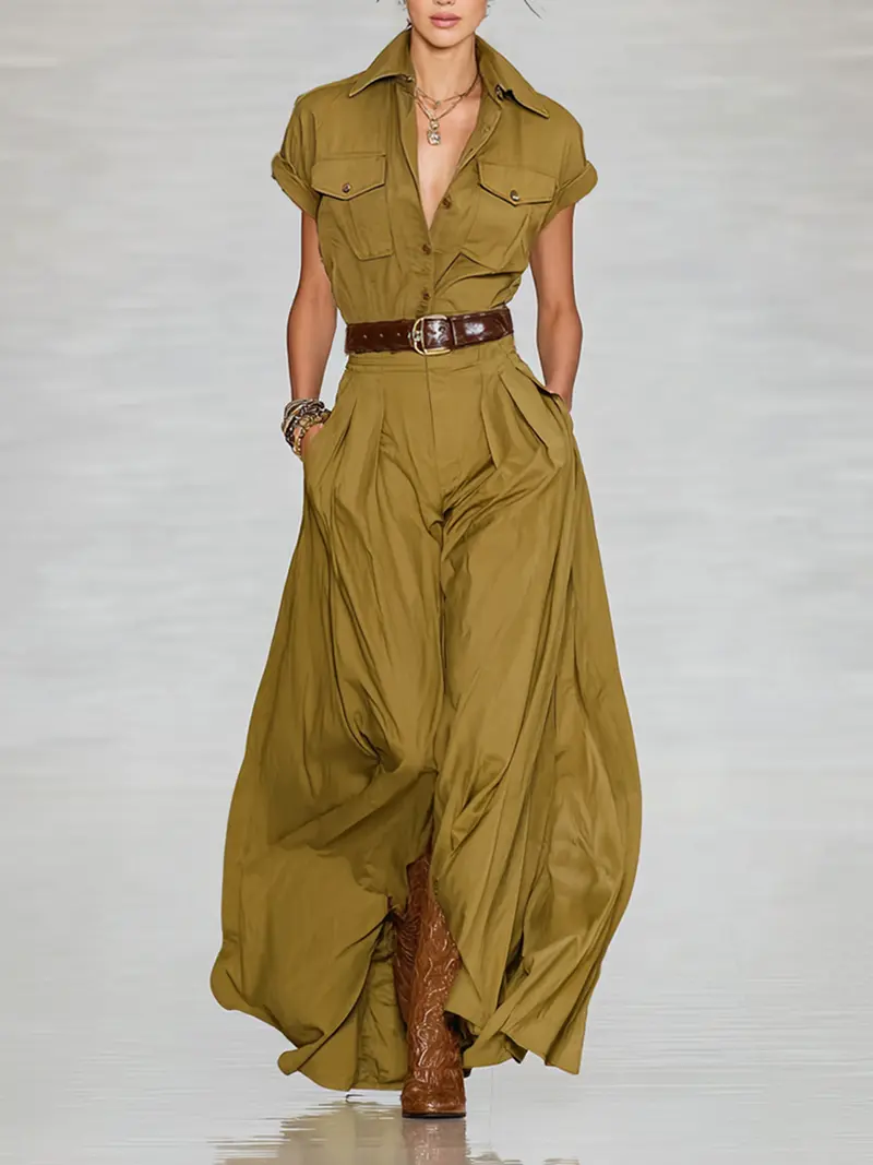 Lumera™ | Cotton Blend Shirt Maxi Dress