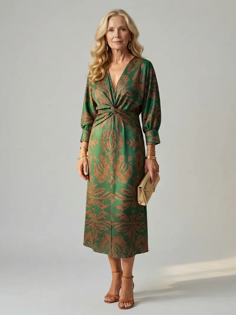 Lune | Natural Wrap Midi Dress