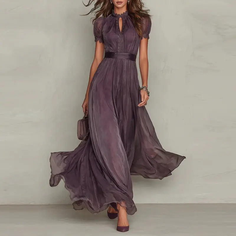 Maia™ | Long Dress with Keyhole Neckline