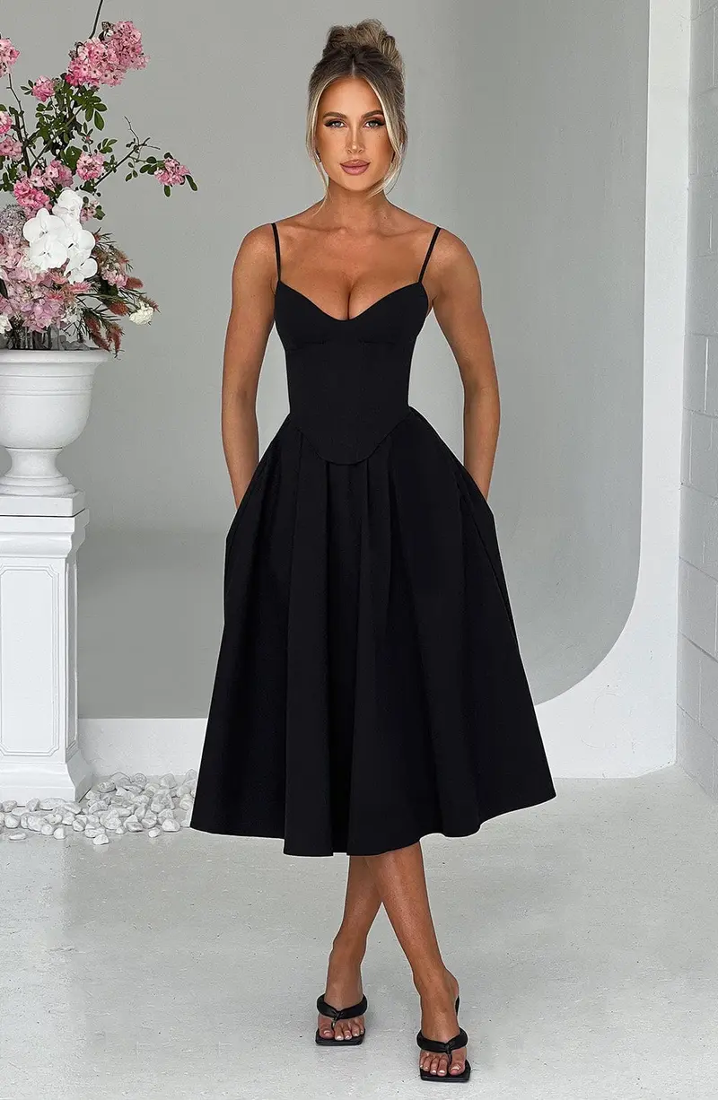 MAILEEN | Elegantes Midi Kleid im Corset Stil