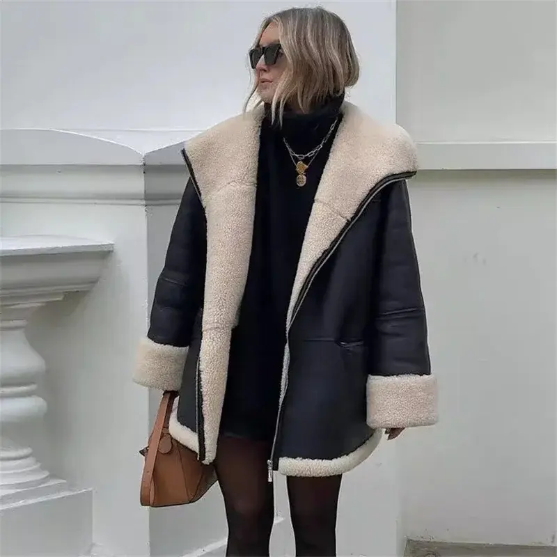 Maja | Damska zimowa kurtka typu shearling