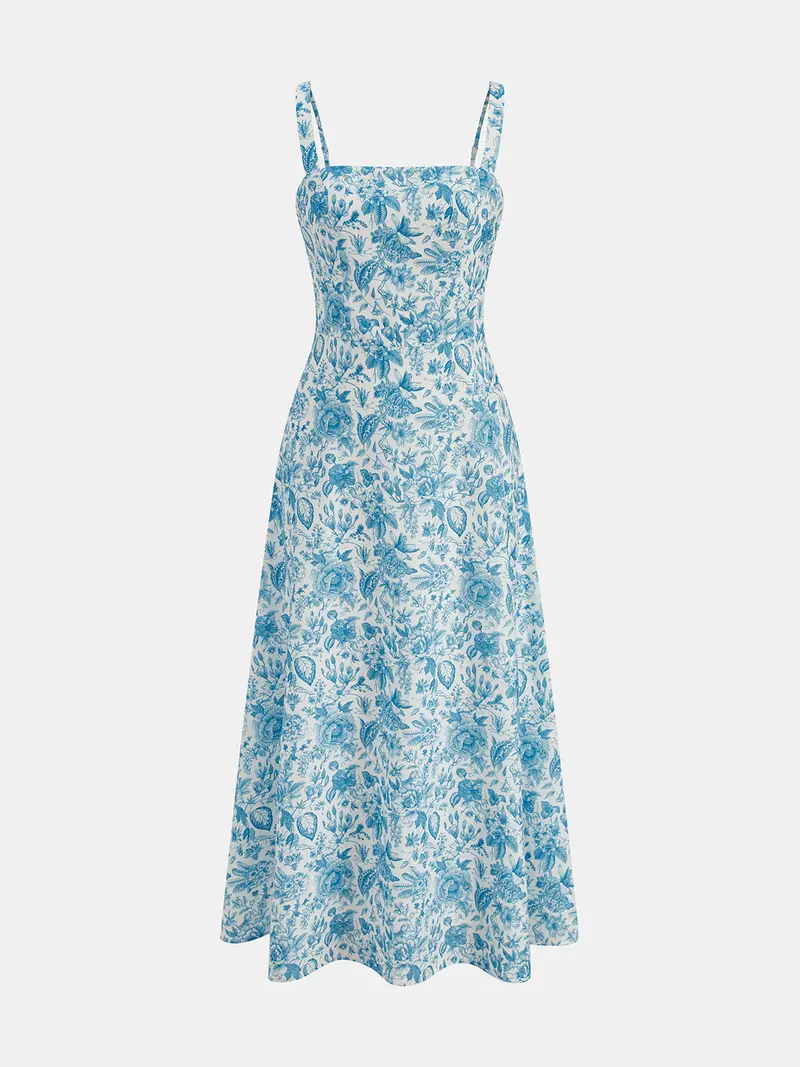 Mandy | Sukienka maxi na ramiączkach w kwiatowy print, lekki fason