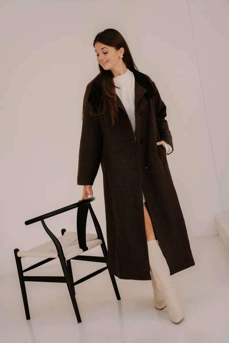 Marcel Mini Check Coat Brown
