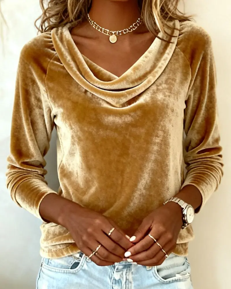 Margaret™ | Luxurious Velvet Drape-Neck Top
