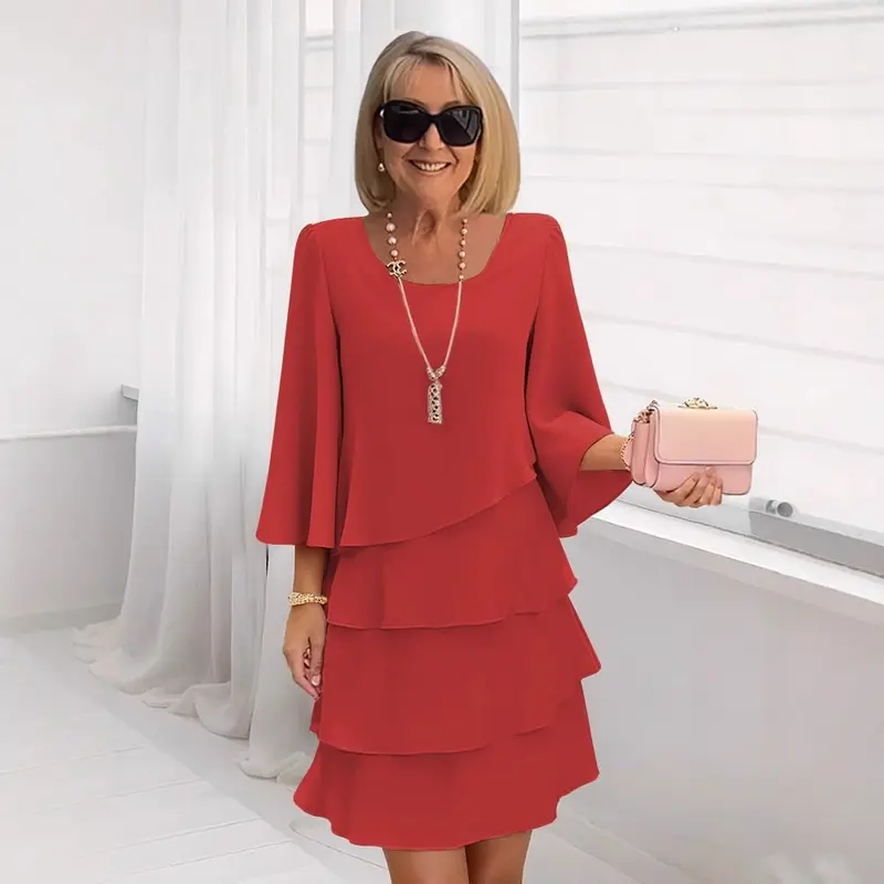 Margaux – Elegantes Midi-Kleid mit Rüschen