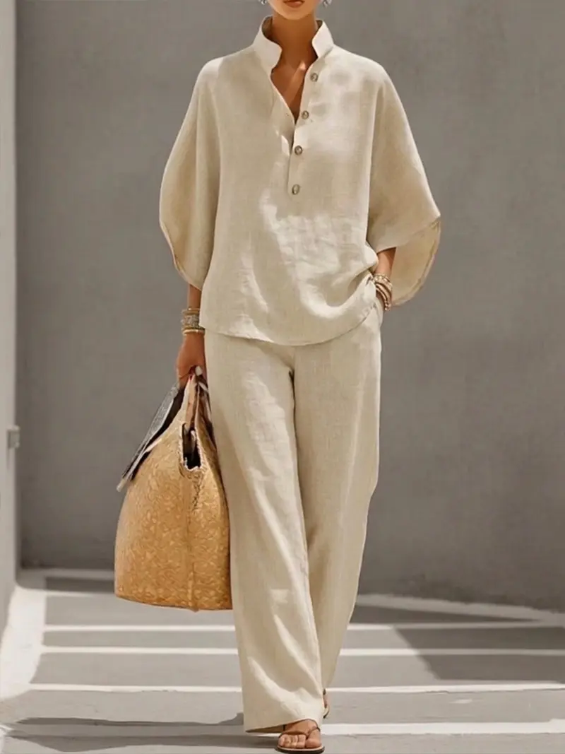 Mariel™ | Cotton Linen Batwing Sleeve Set