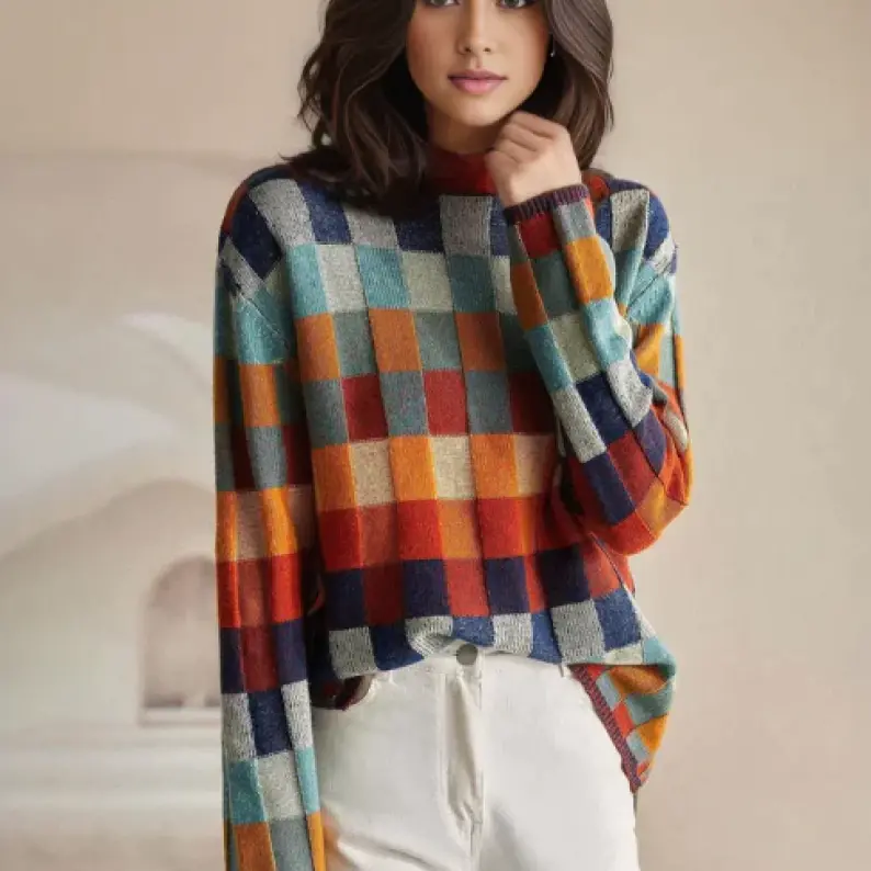 Marilune™ | Casual Rainbow Plaid Sweater