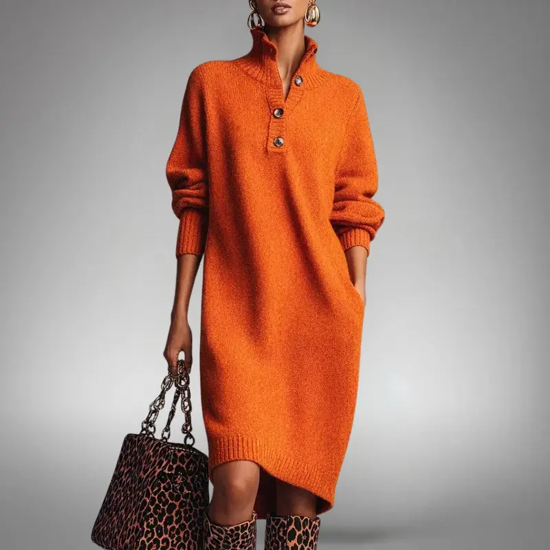 Marion™ | Soft Knitted Dress with Buttons