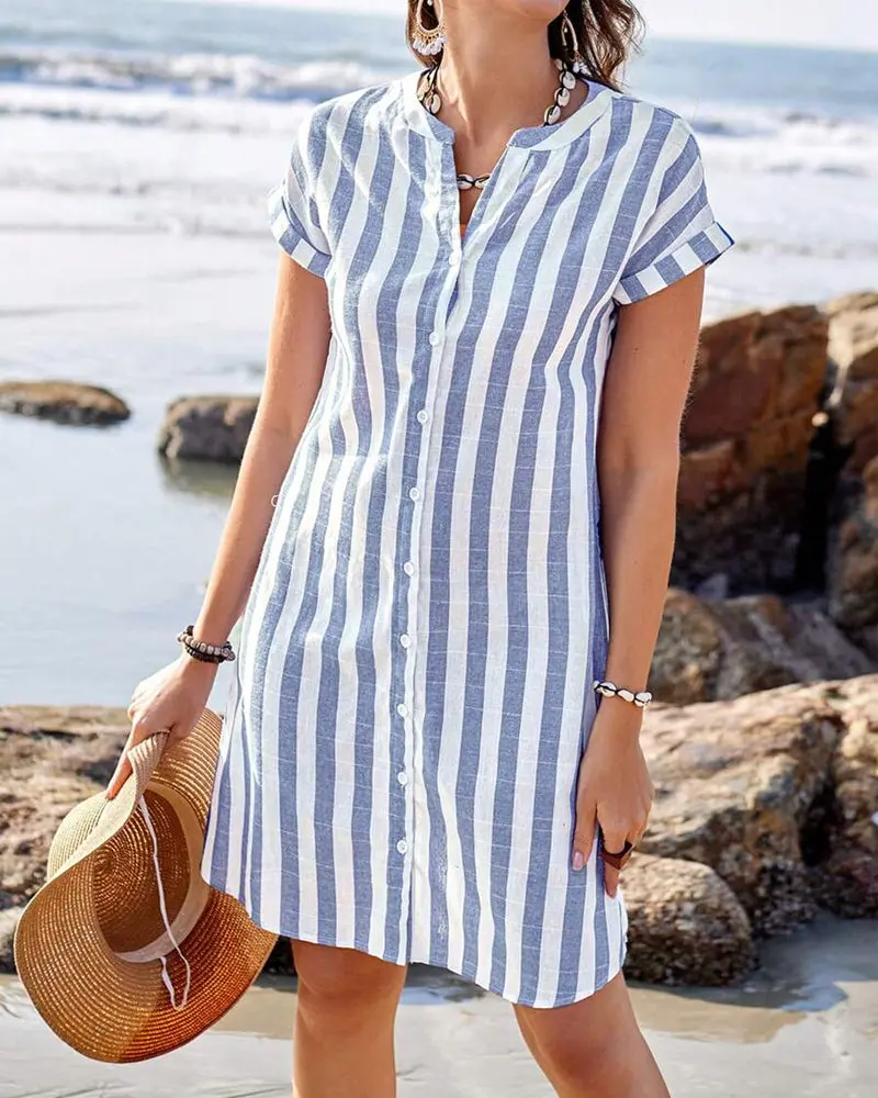 MARTINE | ELEGANT STRIPED SHIRT DRESS