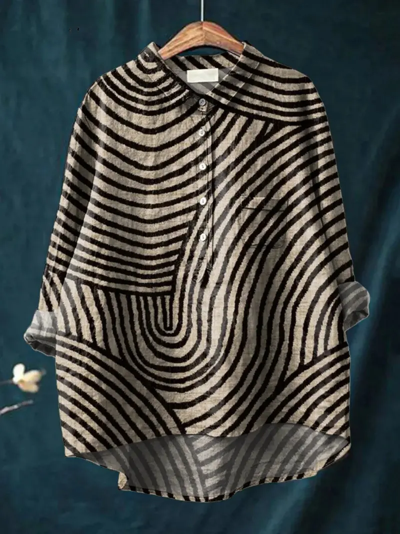 Megan™ | Women's Circular Line Pattern Print Casual Shirt