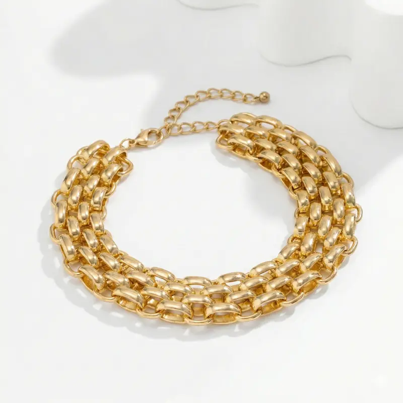 Mehrreihiges Gliederarmband in Goldoptik mit Verlängerungskette | Shop Nory