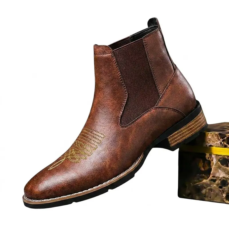 Men Boots | Chelsea Silhouette with Embroidered Toe Cap