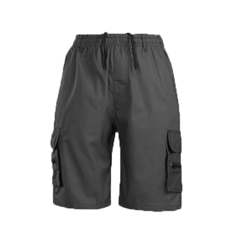 Men's Cargo Shorts — Elastic Drawstring Waist Zipper Pocket Design
