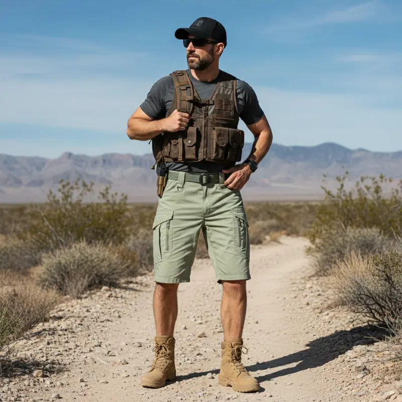 Men's Cargo Shorts — Regular Fit Multi-Pocket Tactical Design