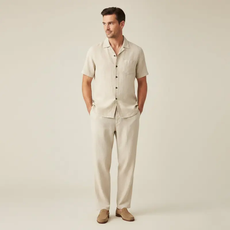 Men's Clothing Set — Loose Fit Two-Piece Full Length Trousers