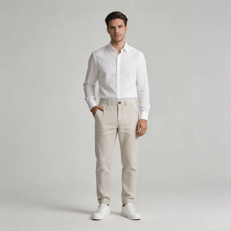 Men's Linen Trousers - Relaxed Fit Straight Leg Minimal