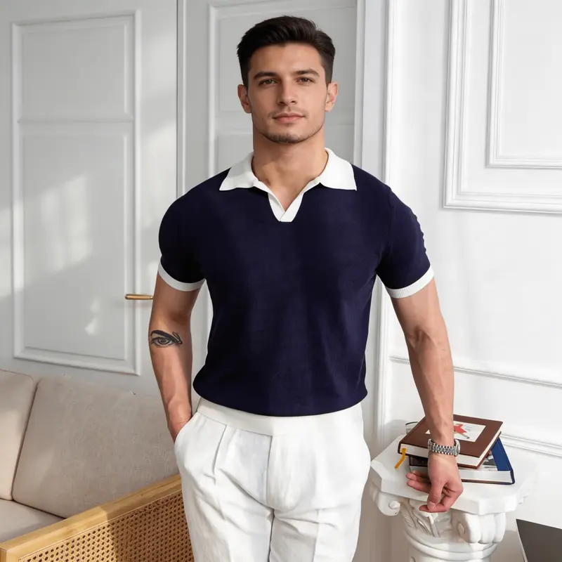 Men's Polo Shirt — Regular Fit Short Sleeve Button Placket