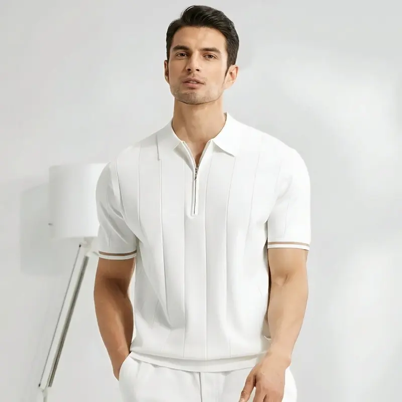 Men's Polo Shirt — Regular Fit Short Sleeve Quarter-Zip Closure