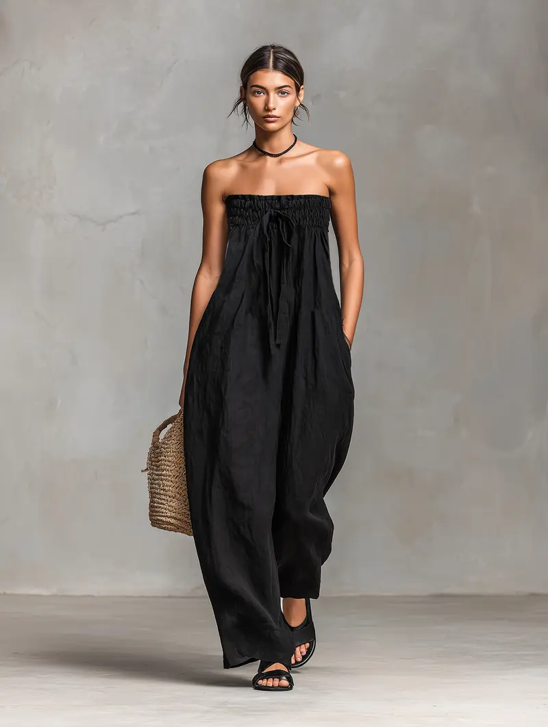Merewai™ | Linen Blend Strapless Jumpsuit