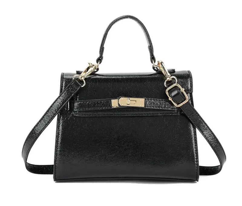 Metallic handtas zwart