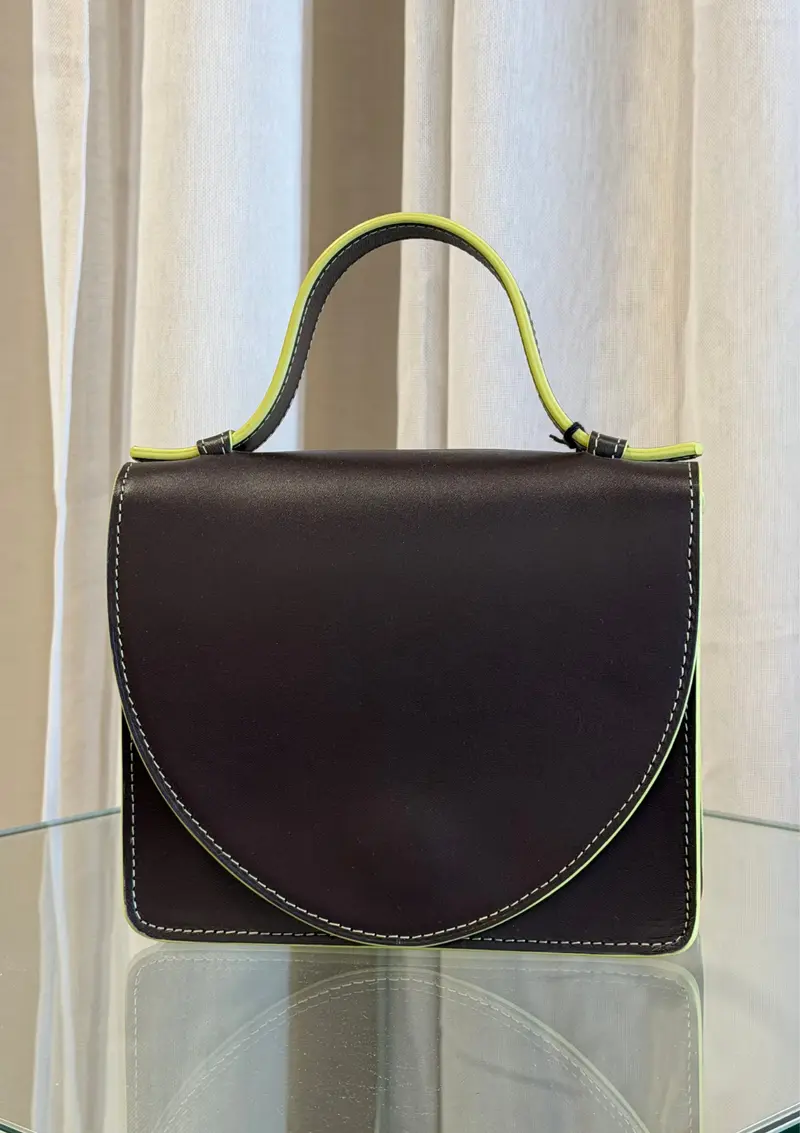 MIEKE DIERCKX | MICRO BRIEFCASE - STICHED EBONY / LIME
