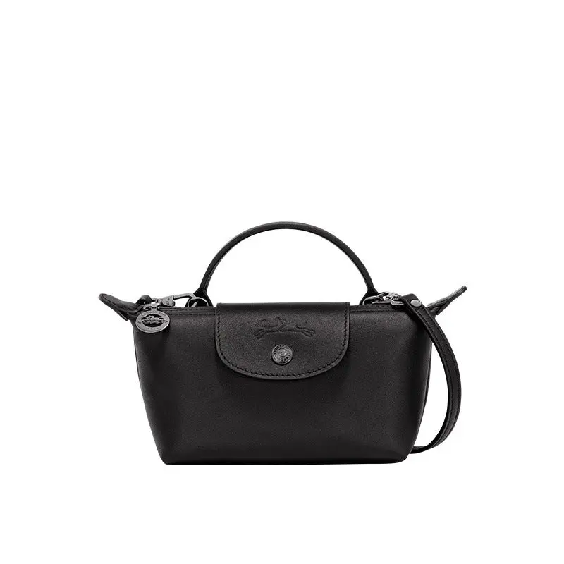 Mini Leder Henkeltasche – Schwarz