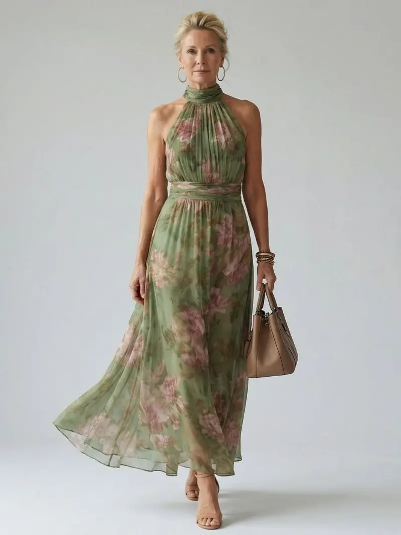 Mirelle | Gathered Halter Midi Dress