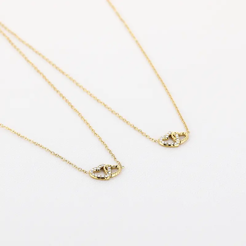 Moeder Dochter ketting met hartjes
