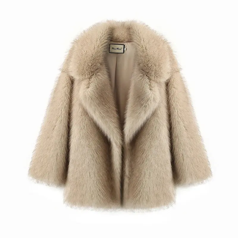 NeoMint™ Oversized Gradient Faux Fox Fur Coat