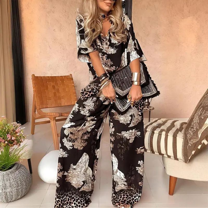 Niaveaya™ | V-Neck Two-Piece Set