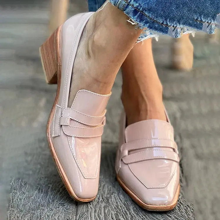 Nola™ | MOCASSINS WITH WIDE HEEL SHINY