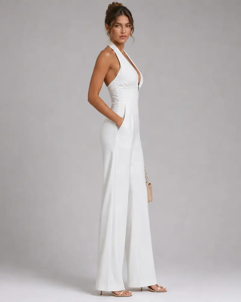 Nymera | Halter-Neck Weite Bein Ärmelloses Jumpsuit