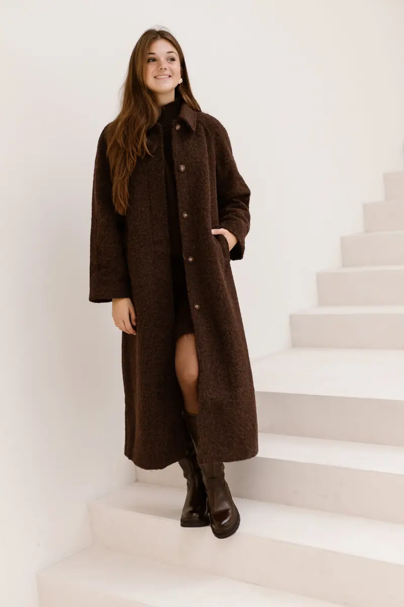 Objcelina midi coat seal brown