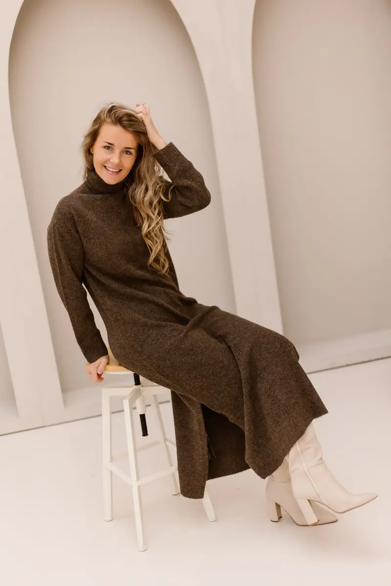 Objjuno L/S OZ Maxi Dress Morel/Melange
