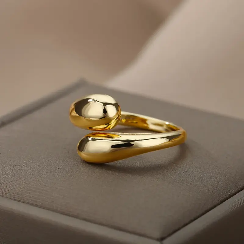 Offener Ring mit doppelten goldenen Perlen | Shop Nory