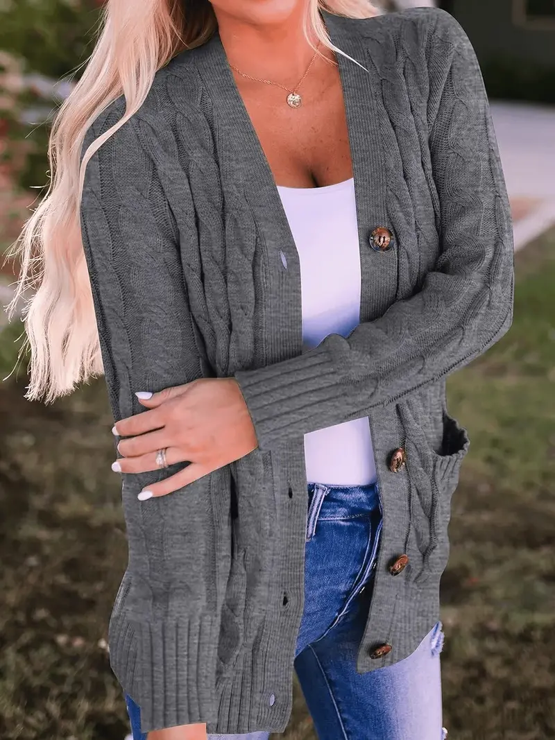 Offener Strickcardigan mit Zopfmuster