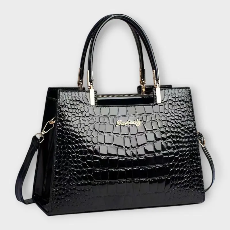 Olivia - Glänzende Krokodilprägung Handtasche