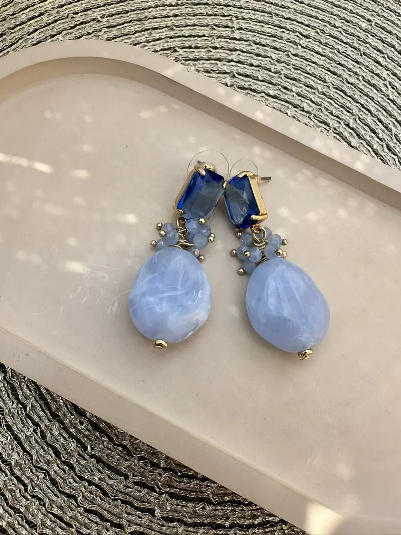 Oorbel wedding guest blue