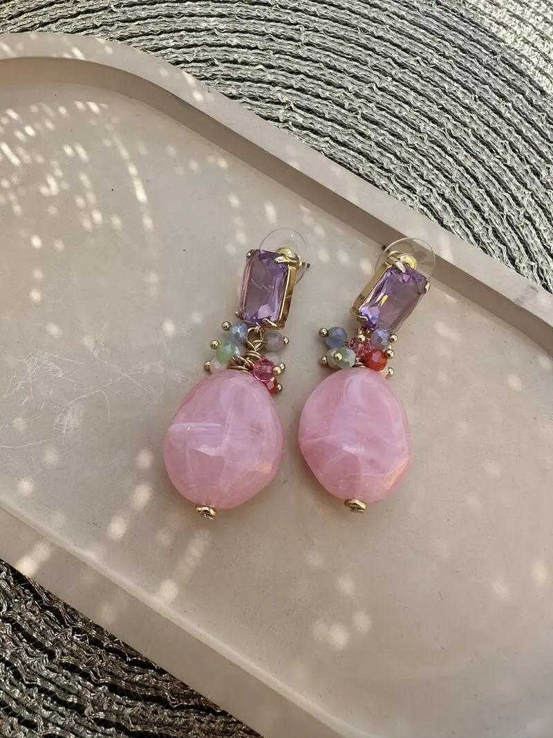 Oorbel wedding guest pink