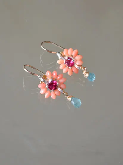 Oorbellen Flower Koraal