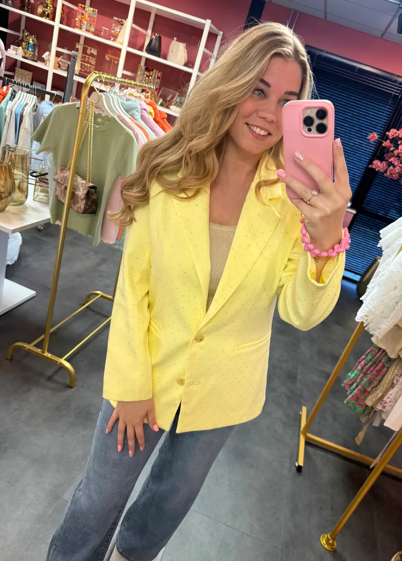 Oversized blazer geel strass