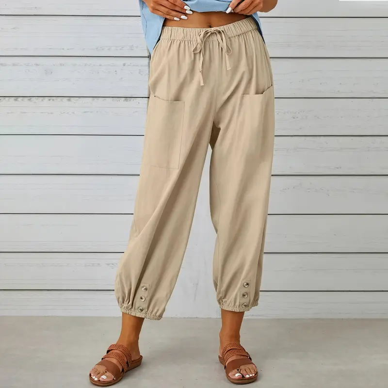 Pantaloni Rilassati con Dettagli Raffinati