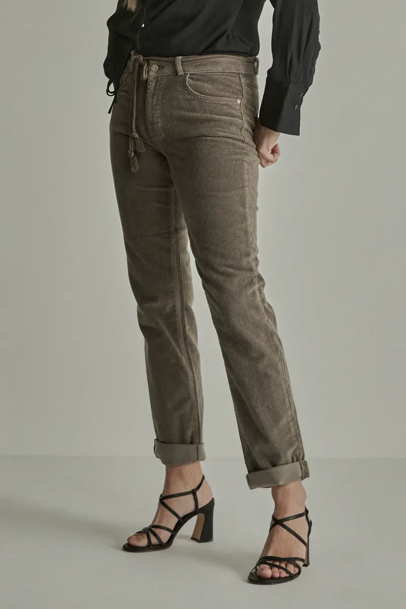 Para Mi broek rib groen model Bobby Corduroy khaki green lengte 30