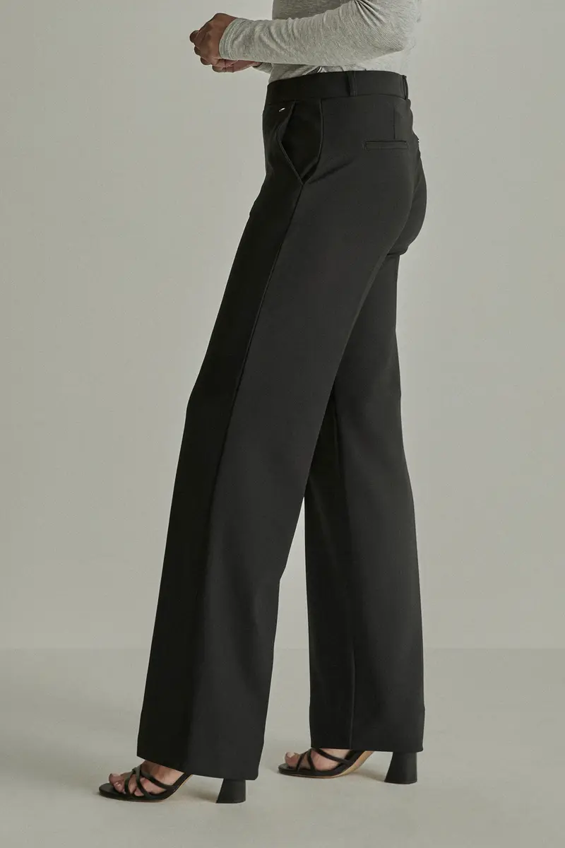 Para Mi zwarte broek wide leg Mira twill jersey elastic black lengte 32